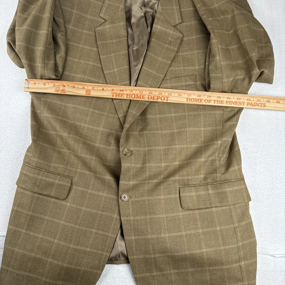 Jos A Bank Gordon Windowpane Light Brown Sport Coat 44R Wool office business